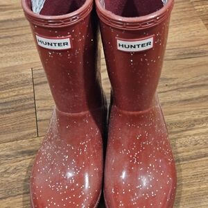 Hunter Red Glitter Rain Boots